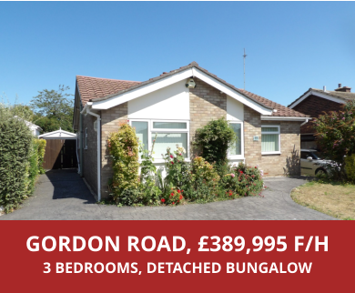 GORDON ROAD, £389,995 F/H 3 BEDROOMS, DETACHED BUNGALOW